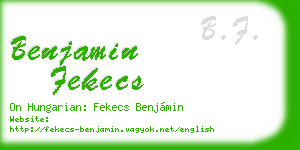 benjamin fekecs business card